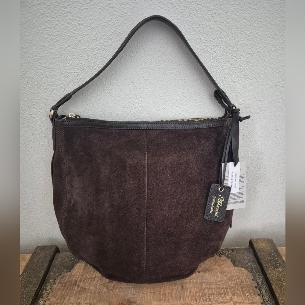 Ashwood Genuine Leather Brown Suede Hobo Bag Gold Hardware New With Tags